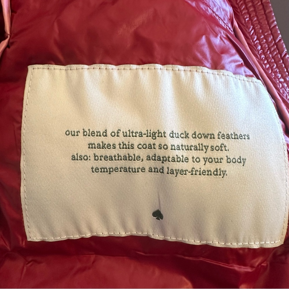 kate spade ♠️- Packable Down Jacket with Retractable Hood, “Burgundy” , XL - Picture 13 of 16